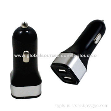 Car Chargers, Dual USB, 12-24V DC, 5V/2.1A, Suitable for Smartphone